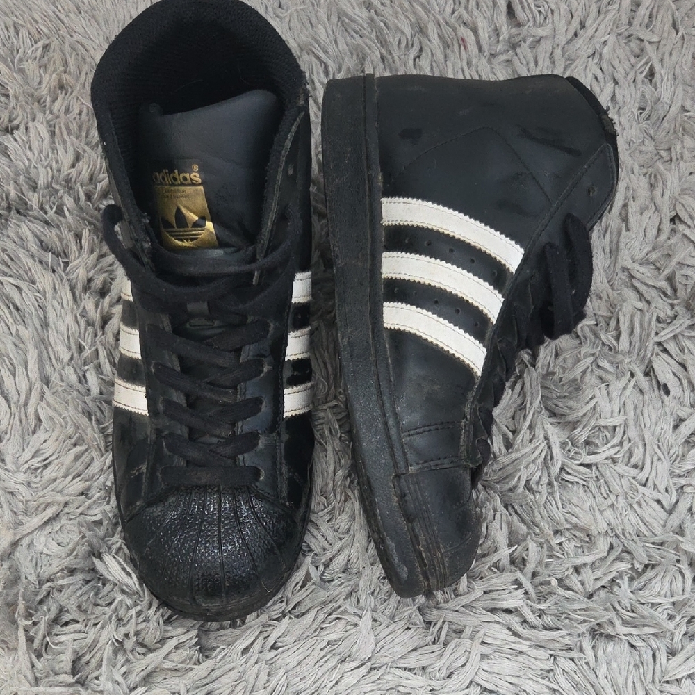 adidas Kids Black and White High-Top Sneakers